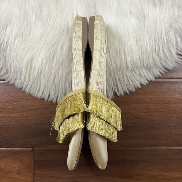 Birdies Shoes Birdies Size 85 Gold Fringe The Sparrow Slippers
